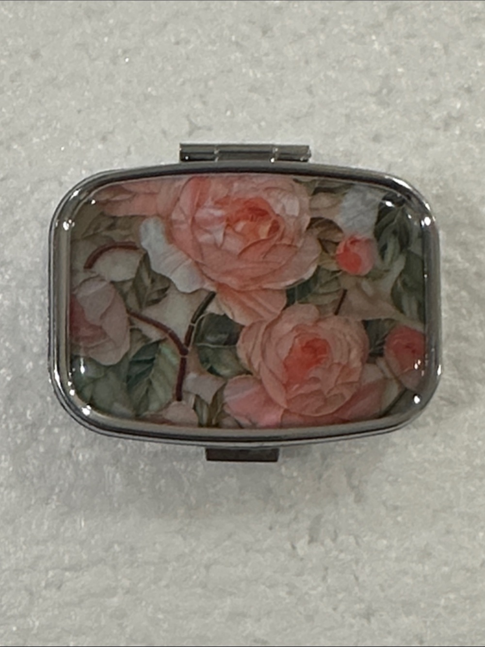 Floral Rose Pill Box - Pink Rose Design